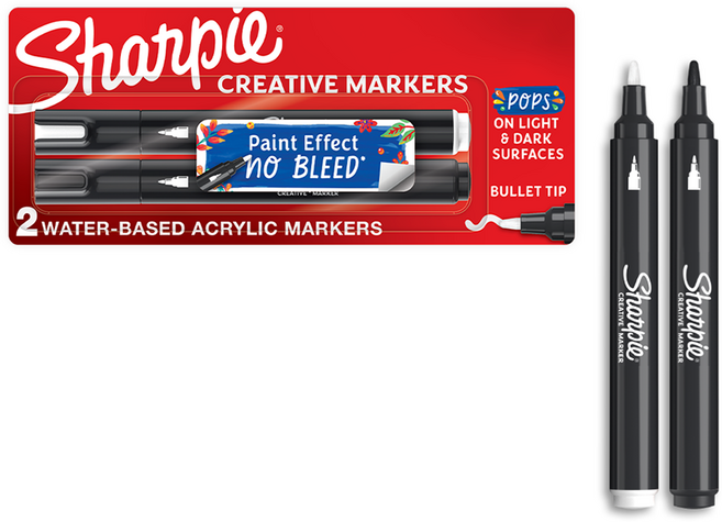 샤피 크리에이티브 수성 아크릴 마커 총알팁, 1개, 2색