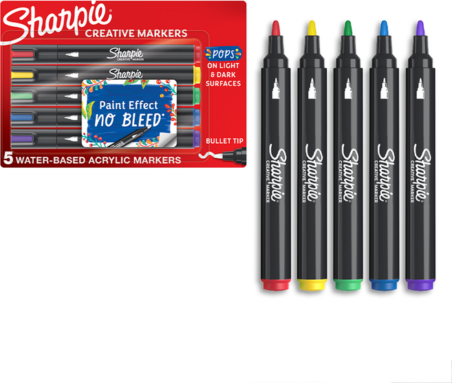 샤피 크리에이티브 수성 아크릴 마커 총알팁, 1개, 5색