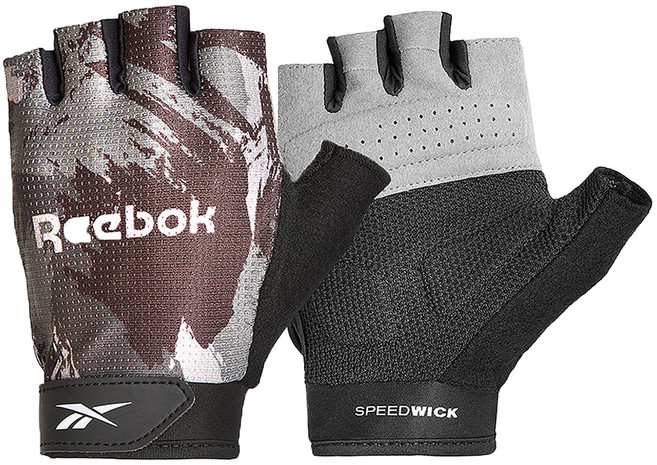 Reebok 銳步 速乾透氣健身手套, 迷彩灰, 1雙