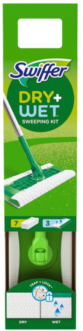 스위퍼 막대걸레 Dry + Wet 스타터킷 핸들 + 정전기 청소포 7p + 물청소포 3p 세트 개방 박스형, 1세트