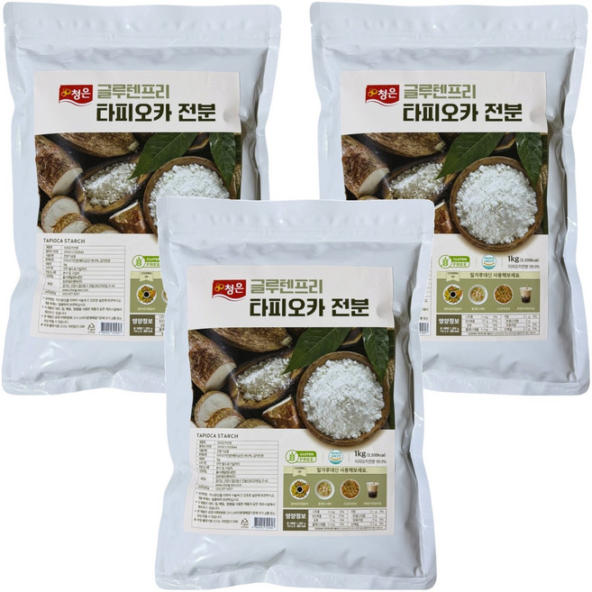 청은에프엔비 글루텐프리 타피오카 전분, 1kg, 3개