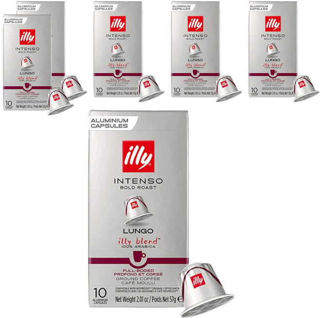 일리 네스프레소 캡슐커피 볼드 로스트 인텐소 룽고 그라운드, 5.7g, 10개입, 6개