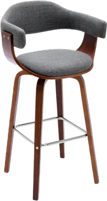 E-home Nelly 奈莉 布面曲木可旋轉固定吧檯椅 灰色 TFC130A-gry, 1個