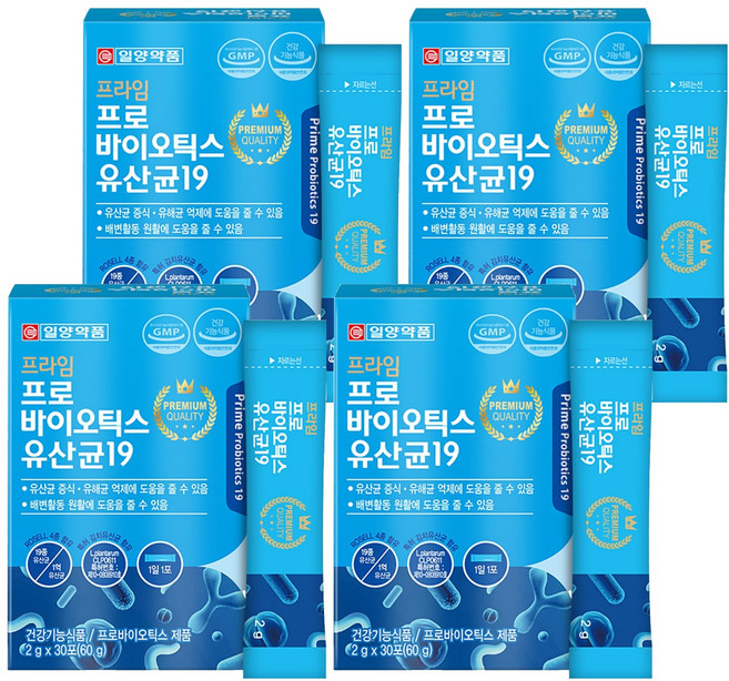 일양약품 프라임 프로바이오틱스 유산균19, 60g, 4개