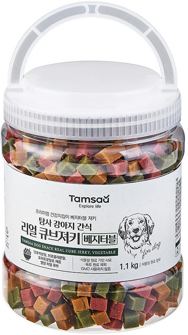 탐사 강아지 리얼 촉촉 큐브 져키, 베지터블, 1.1kg, 1개