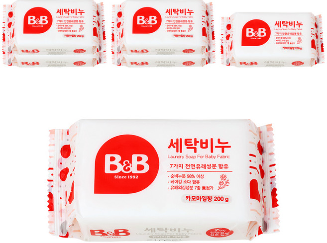 비앤비 유아의류용 세탁비누 카모마일, 200g, 6개