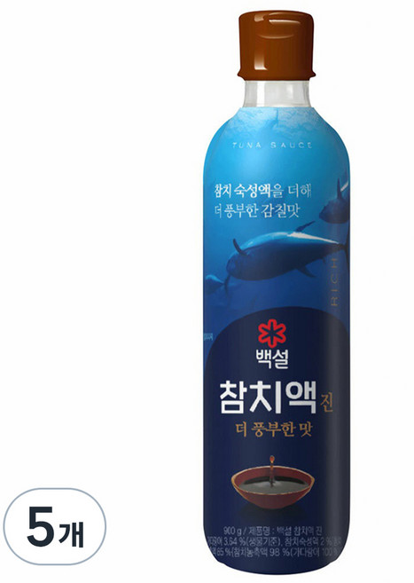 백설 참치액 진, 900g, 5개