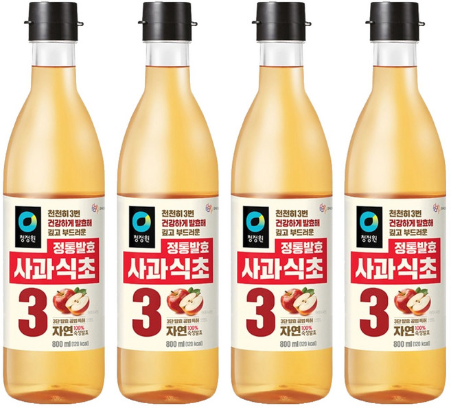 청정원 정통발효 사과 식초, 800ml, 4개