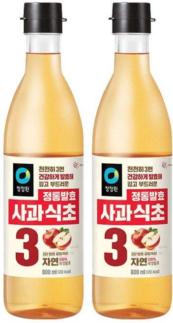 청정원 정통발효 사과식초, 800ml, 2개
