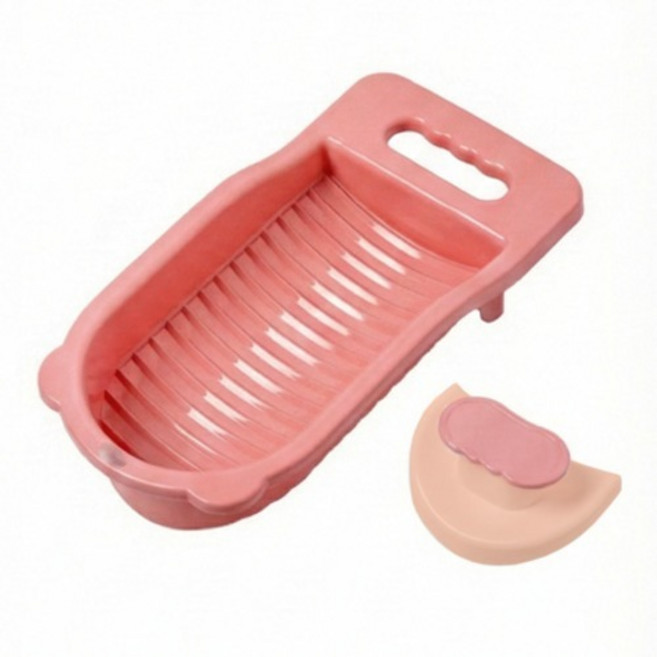 파라다이소 자취 기숙사 손빨래용 파스텔 휴대용 미니 빨래판, 핑크, 1개