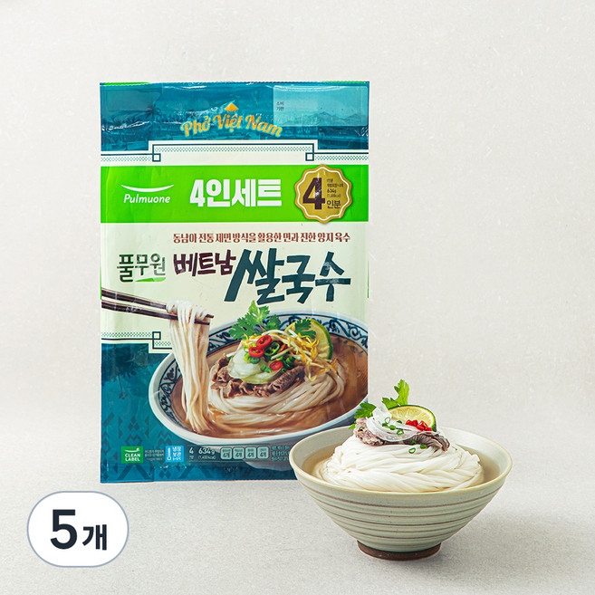 풀무원 베트남 포 쌀국수 4인, 634g, 5개