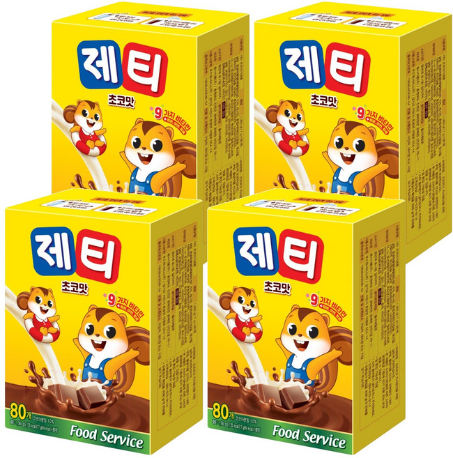 제티 초코맛 코코아분말, 17g, 80개입, 4개