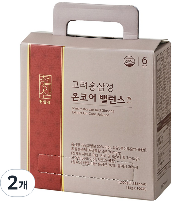 천양삼 6년근 고려홍삼정 온코어 밸런스 홍삼스틱, 15g, 200개