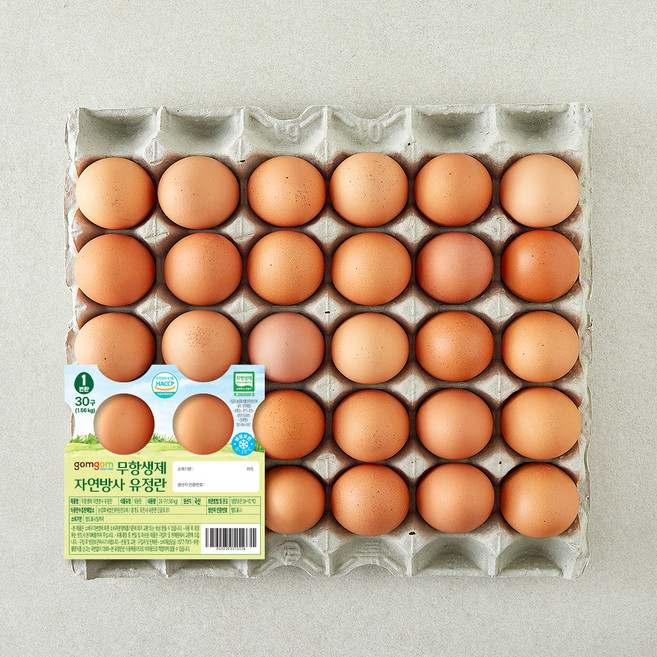 곰곰 무항생제 자연방사 유정란, 1개, 30구