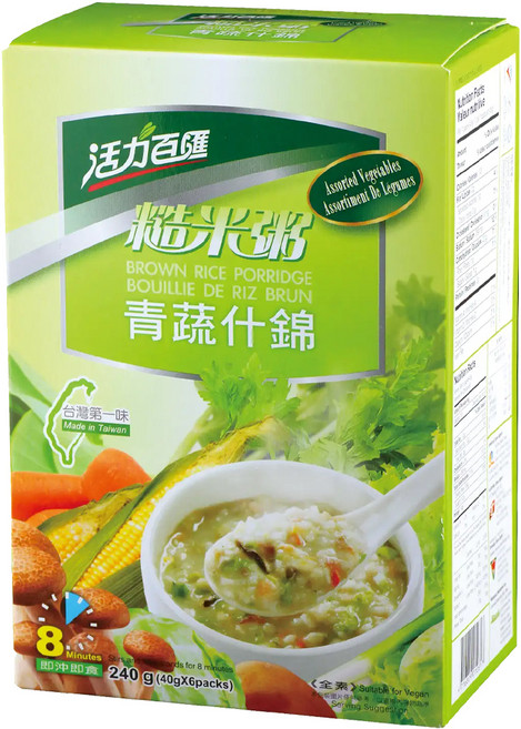 活力百匯 青蔬什錦糙米粥 6入, 240g, 1盒