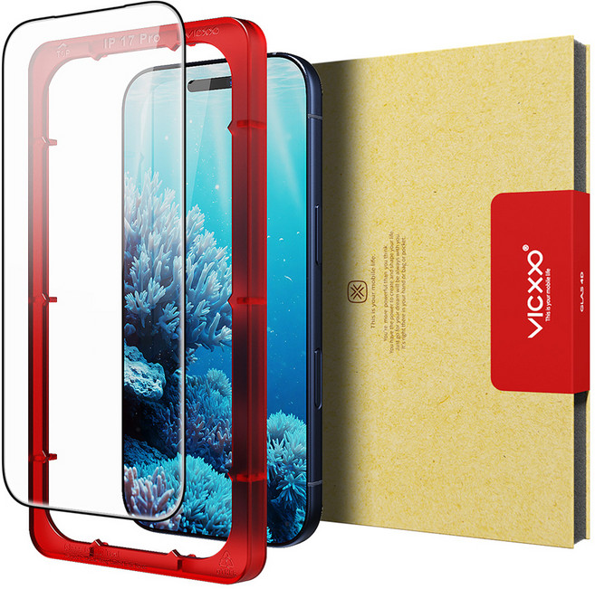 빅쏘 풀커버 부착가이드 고투명 9H 아이폰 강화유리 액정보호필름, 1세트