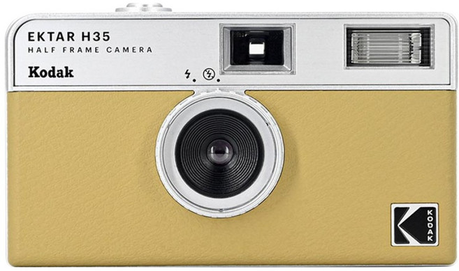 KODAK 柯達復古底片相機 半格機 Ektar H35 皮革紋路搭配金屬Logo 內建閃燈自動充電, 1個