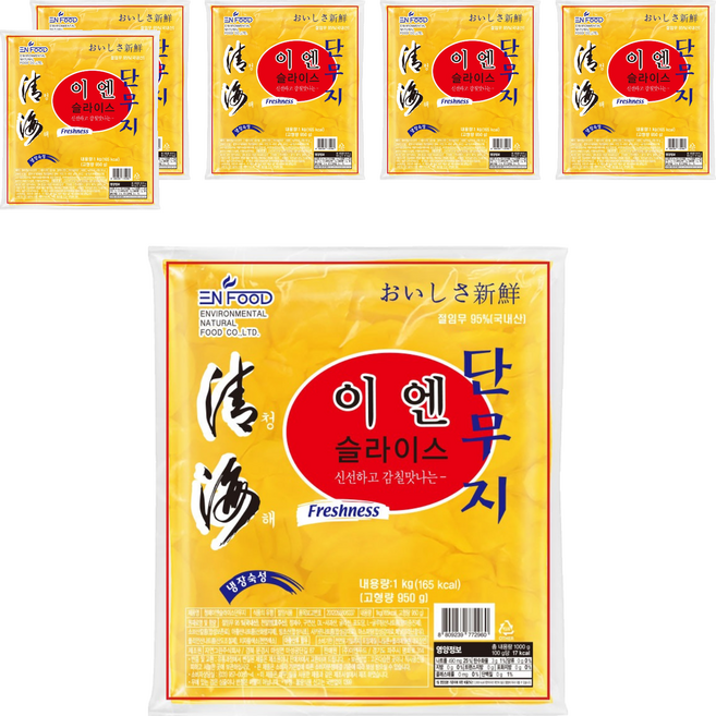 이엔푸드 이엔 슬라이스 단무지, 1kg, 6개