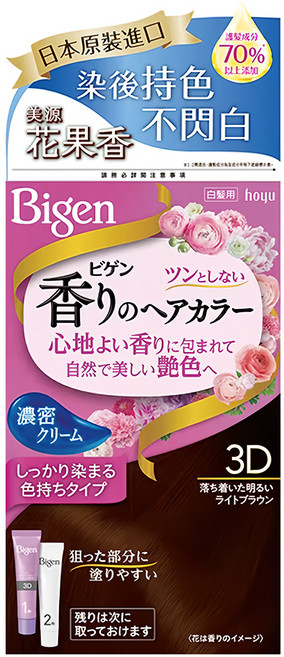 Bigen 美源 花果香快速染髮霜, 3D自然淺棕色, 1盒