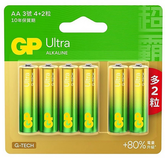 GP Batteries 超霸 特強鹼性電池3號 10年保質期, 1組, 6顆