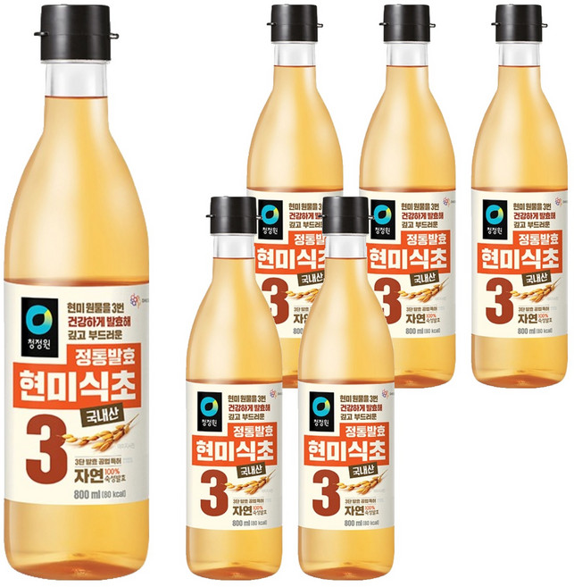 청정원 정통 현미 식초, 800ml, 6개