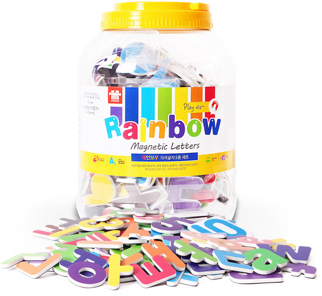 아리아띠 레인보우 자석글자 퍼즐 한글 영어 숫자 5종 세트, 1세트, 160피스