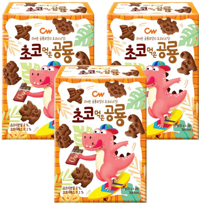 청우식품 초코먹은 공룡, 60g, 3개