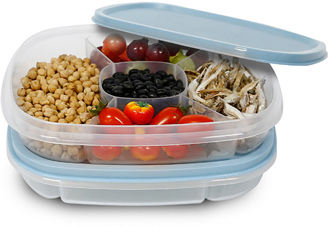 나누담 5칸 사각찬합 2호 블루, 2개, 단품