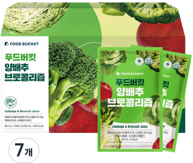 푸드버킷 양배추 브로콜리즙, 80ml, 210개