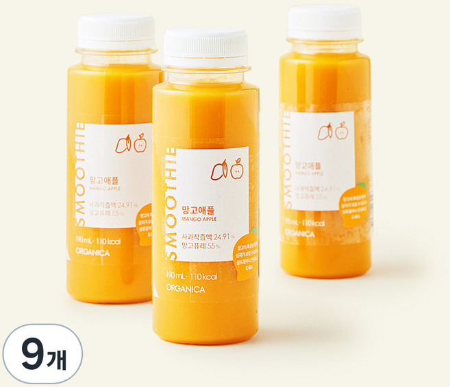 올가니카 망고애플 과채주스, 190ml, 9개