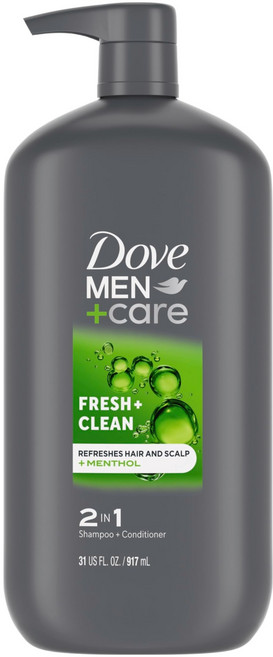 Dove 多芬 Men Plus Care 清爽潔淨洗髮潤髮乳, 917ml, 1瓶
