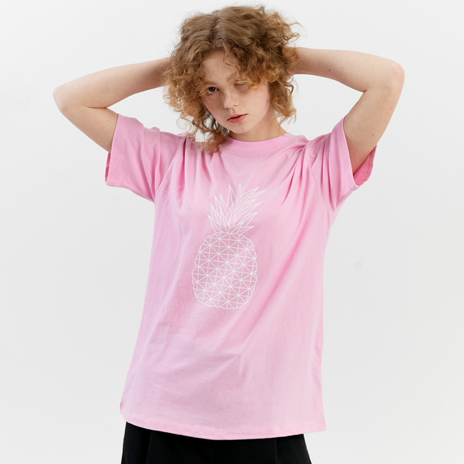 PINK PINEAPPLE 女款透氣DESSIN BIG LOGO短袖T恤