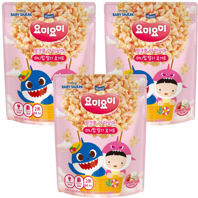 요미요미 미니팝, 딸기요거트, 25g, 3개