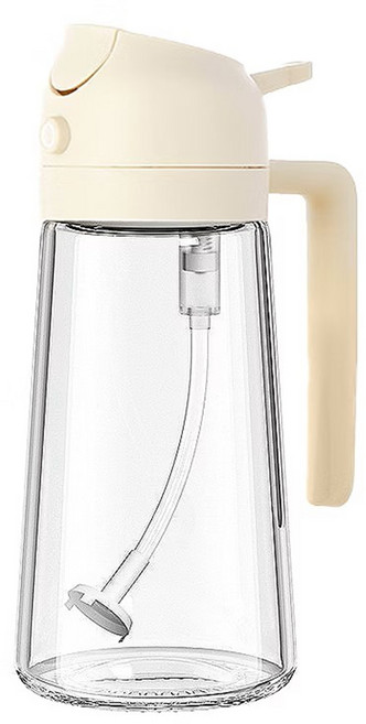 Couselect 安心材質 控油 噴倒兩用 防漏玻璃霧化油壺 470ml 白色 1個 55 x 75 x 180mm
