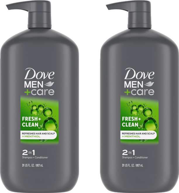 Dove 多芬 Men Plus Care 清爽潔淨洗髮潤髮乳, 917ml, 2瓶