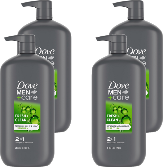 Dove 多芬 Men Plus Care 清爽潔淨洗髮潤髮乳, 917ml, 4瓶