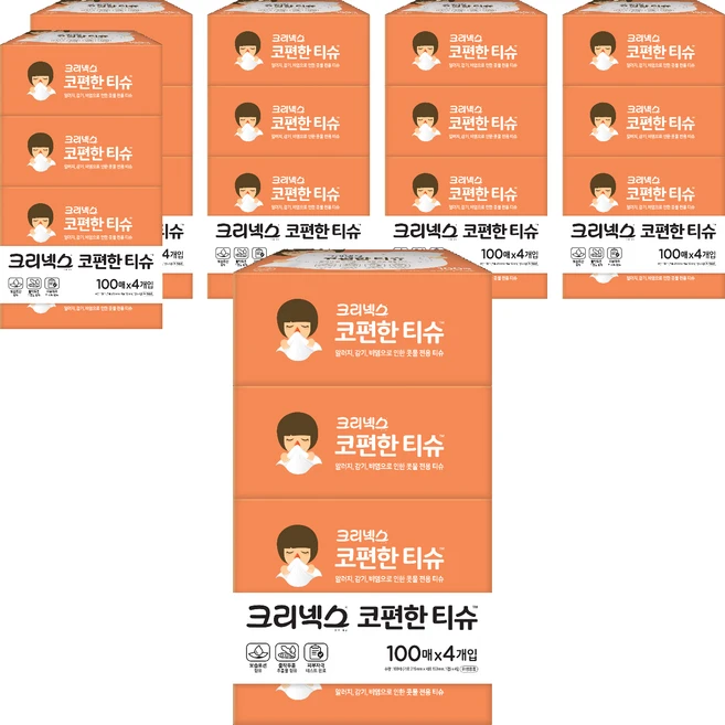 크리넥스 코편한 각티슈 1겹, 100개입, 24개 - 쿠팡