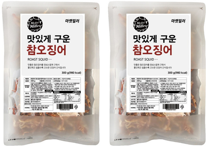 마켓밀러 맛있게 구운 참오징어, 300g, 2개