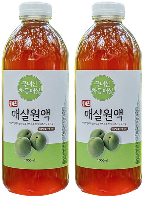 예가촌 100% 하동 국산 발효 매실원액, 1L, 2개