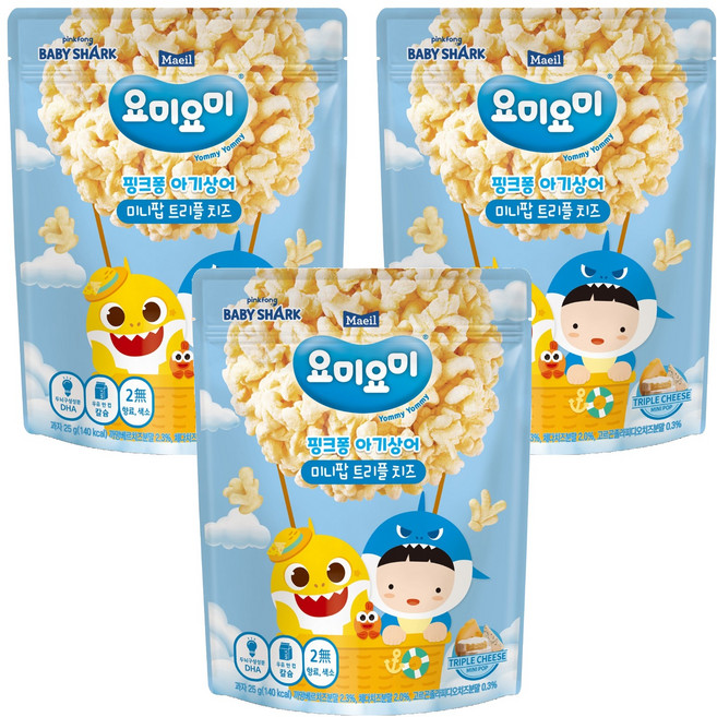 요미요미 유아용 미니팝 과자, 트리플치즈, 25g, 3개