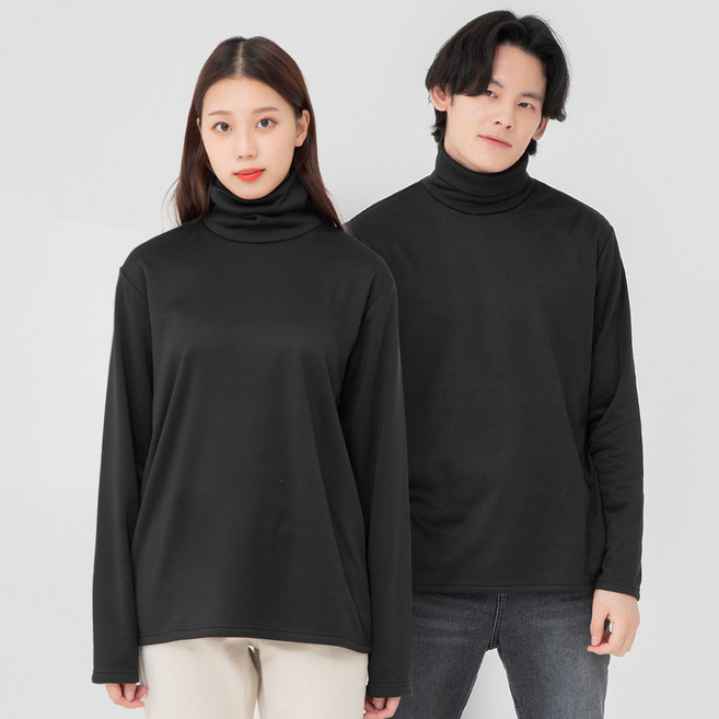 캐럿 남녀공용 소프트 퍼 기모 안감 목 폴라 티셔츠