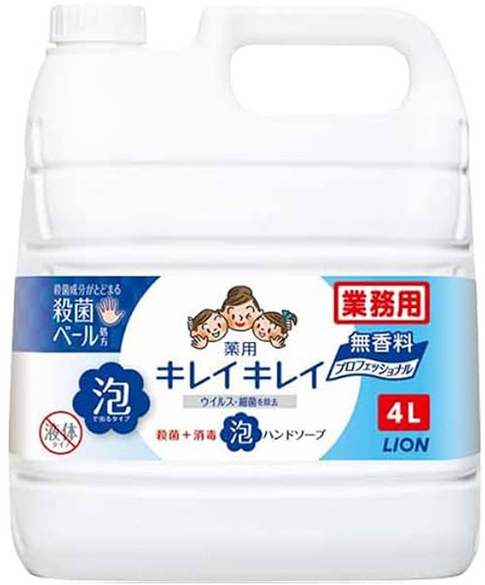 LION 獅王 趣淨業務用 泡沫洗手慕斯 無香料, 4L, 1桶