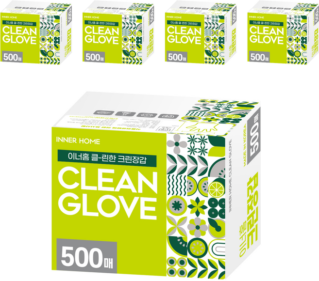 이너홈 클린한 엠보싱 위생장갑, 500개입, 5개