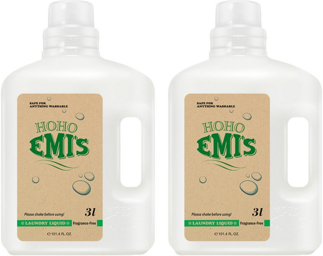 호호에미 무향 유아 세제, 3L, 2개
