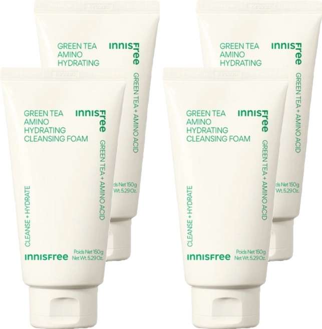 INNISFREE 台灣公司貨 綠茶保濕胺基酸潔面乳, 150g, 4條