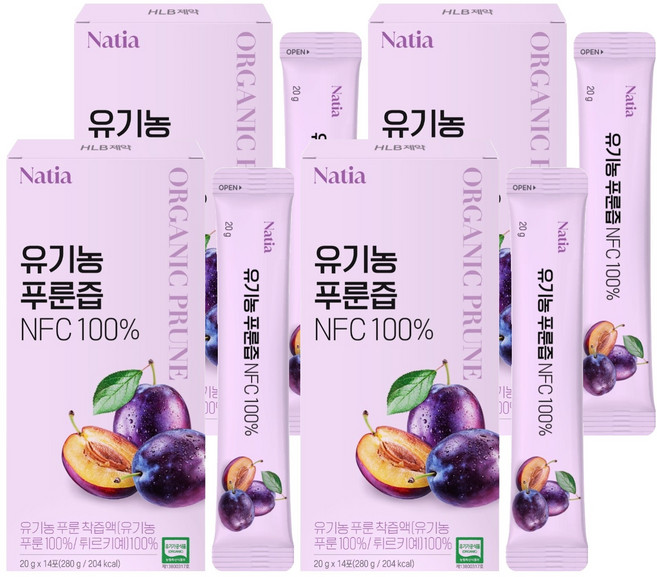 에이치엘비 나티아 유기농 푸룬즙, 20g, 56개