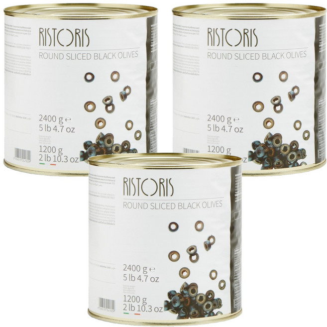 리스토리스 라운드 슬라이스 블랙 올리브, 2.4kg, 3개