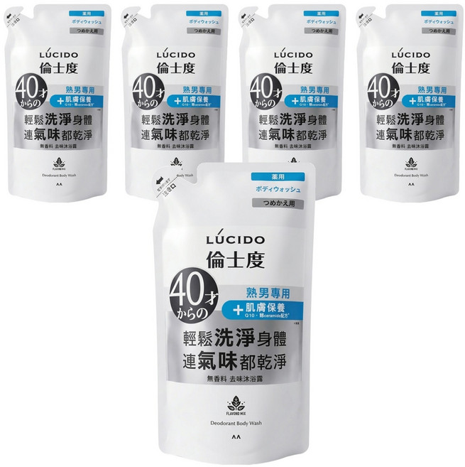 LUCIDO 倫士度 去味沐浴露補充包, 5包, 380ml