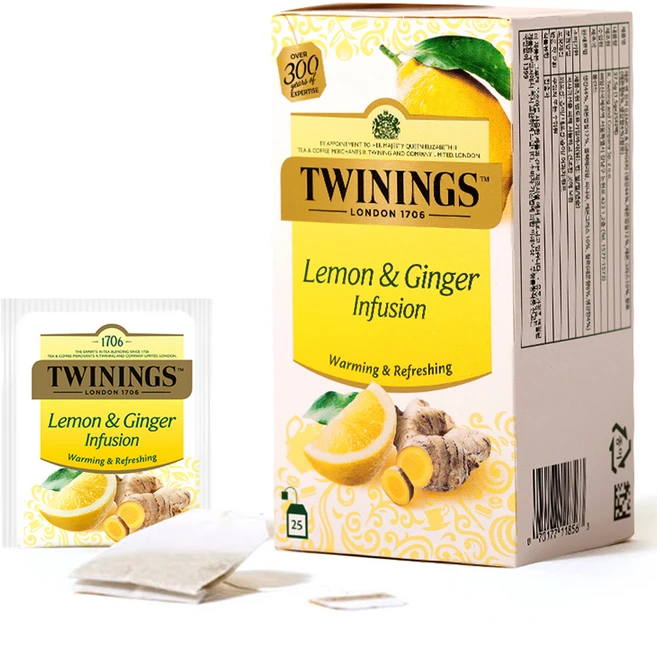 트와이닝 레몬 앤 진저 티백 허브차, 1.5g, 25개입, 1개 - 쿠팡