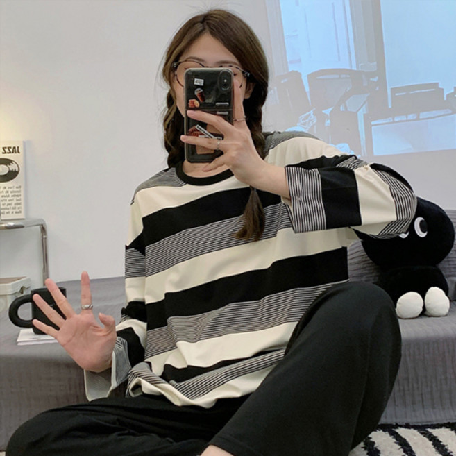 Elsso 女性獨特休閒條紋長袖T恤